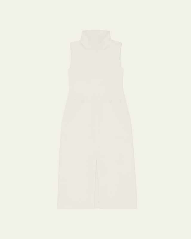 Funnel-Neck Admiral Crepe Sleeveless Midi Dress
